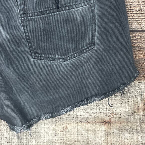 Free People Distressed Shorts Frayed Hem Gray Denim Black Trim Size 29 - Picture 8 of 10
